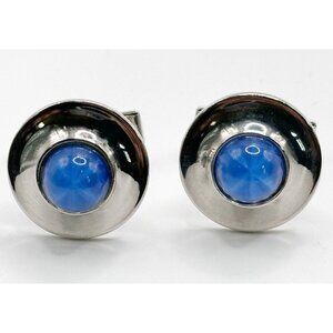 Mens Vintage‎ JUDY LEE BLUE GLASS STAR BURST Star Sapphire CUFFLINKS
